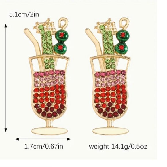 Caesar Rhinestone Cocktail Earrings - Reds & Greens - Gold Plated - NEW - Picture 2 of 3